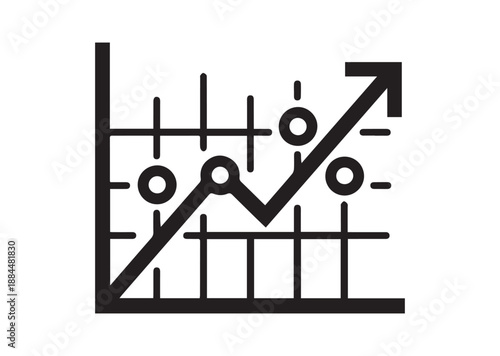 Rising graph Line Art Icon, Outline Stock Vector Illustration