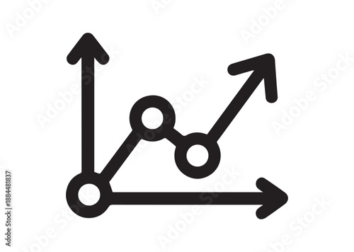 Rising graph Line Art Icon, Outline Stock Vector Illustration
