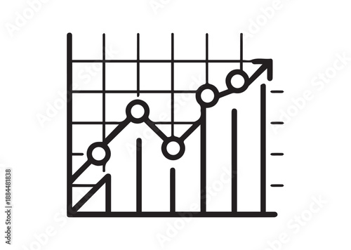 Rising graph Line Art Icon, Outline Stock Vector Illustration
