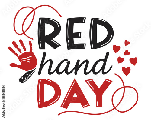 Red Hand Day Vector Graphic, Child Protection and Anti-War Awareness Concept Illustration