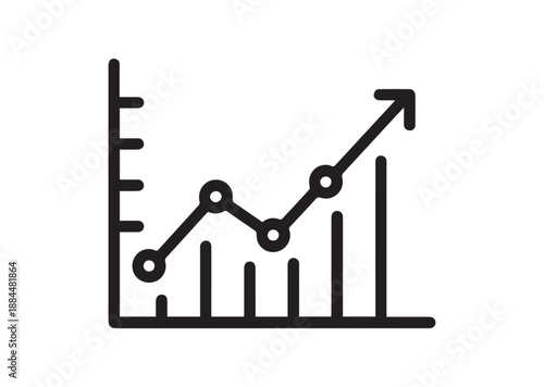 Rising graph Line Art Icon, Outline Stock Vector Illustration
