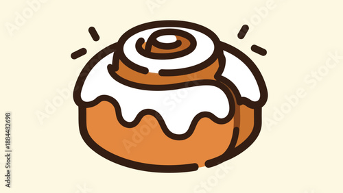 Delicious cinnamon roll illustration with icing bakery and dessert concept