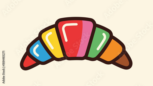 Colorful vector illustration of a croissant isolated on cream background