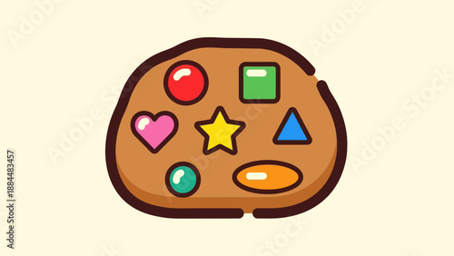 Colorful shapes illustration on brown surface ideal for design projects