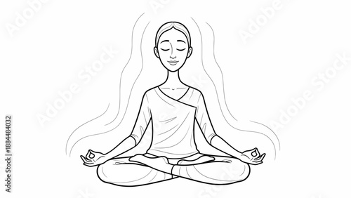 Woman Meditating in Lotus Position Serene.