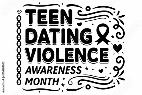 Teen Dating Violence Awareness Month Vector Illustration, Stop Teen Abuse and Relationship Safety Design