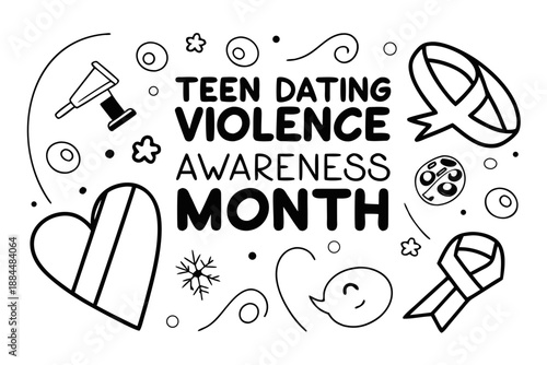 TEEN DATING VIOLENCE AWARENESS MONTH vector illustration isolated on white background