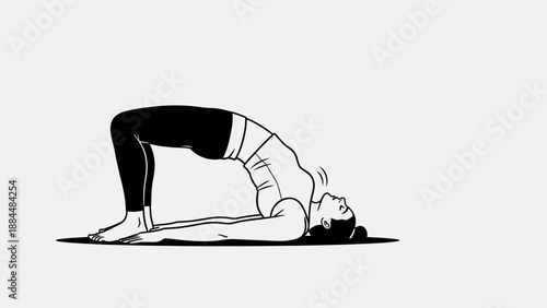 Woman Practicing Yoga Bridge Pose Illustration.