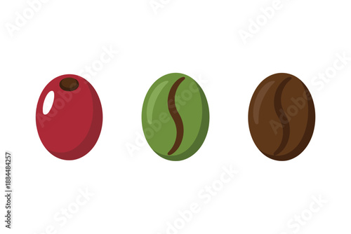 Colorful coffee beans illustration set