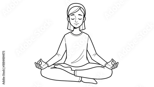 Woman Practicing Yoga Meditation Pose Illustration.