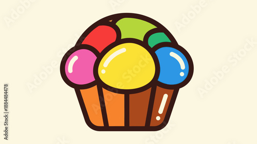 Colorful illustration of a sweet treat in a paper cup with a light background