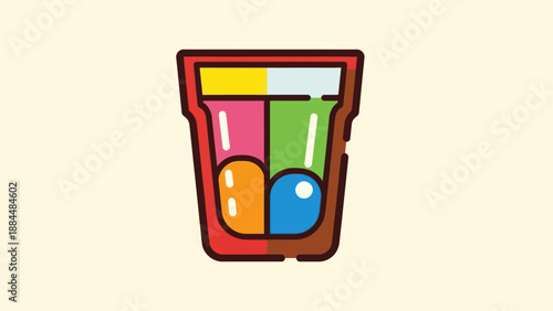 Colorful layered beverage icon on a light background for various uses