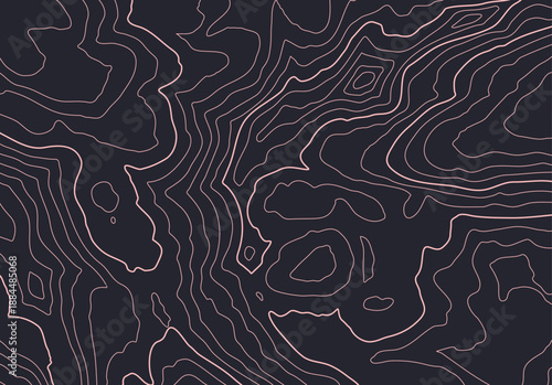 Topographic map background with altitude lines. Abstract terrain topography with elevation levels of the relief