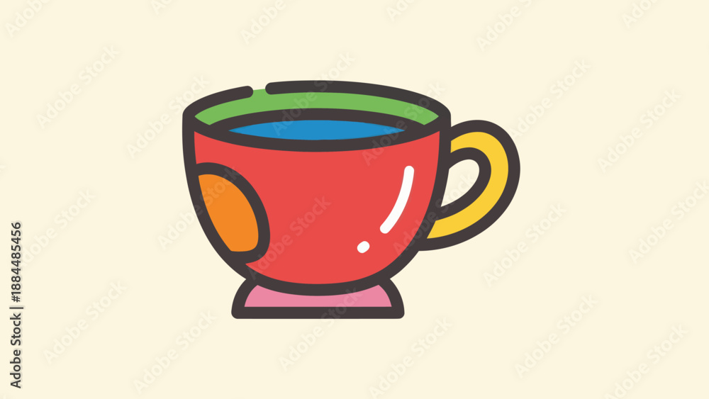 Obraz premium Colorful illustration of a coffee cup with various vibrant shades