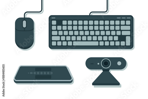 Computer peripherals and accessories illustration set