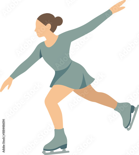 Figure skater in motion on white background ice skating