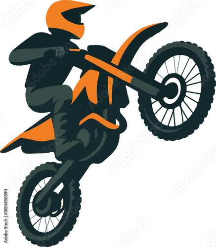 Motocross Rider Performing Wheelie on Dirt Bike motorcycle