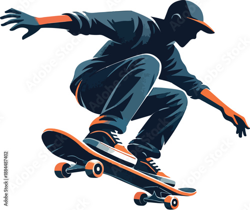 Skateboarder Performing Trick on Skateboard skateboarding