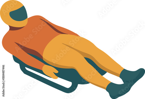 Skeleton Racer in Action on a Sled bobsled winter sport