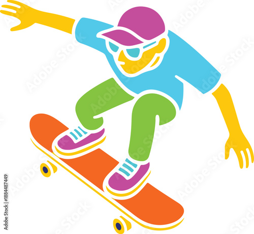 Skateboarder Performing Trick on Orange Skateboard