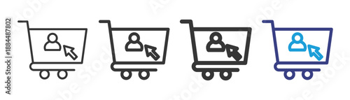 Online Shopping Icon Set Illustration with Outline Style Variation For Digital Business