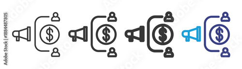 Affiliate Marketing Icon Set Illustration with Outline Style Variation For Digital Business