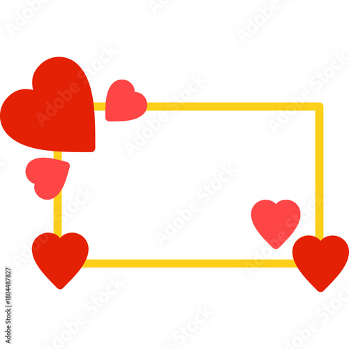 Rectangular frame with heart accents