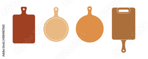 Set of Kitchen Cutting Boards in Vector. Cutting Boards with Handles in Various Shapes. Illustration of Wooden Chopping Boards Outline, Kitchen Utensils. Cutting Board Tools, Wooden Cooking Boards