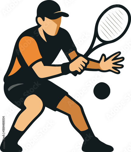 Tennis Player Swinging Racquet at Ball sport athlete