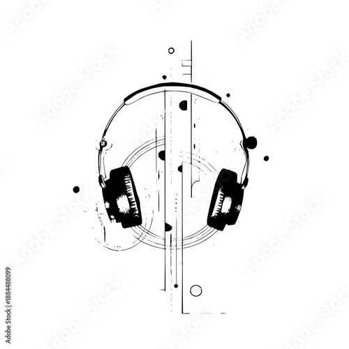 Headphones music audio sound dj listen earphone headset technology stereo device equipment design black art