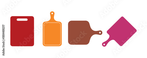 Vector Set of Kitchen Cutting Boards. Different Shapes of Cutting Boards with Handles. Outline Illustration of Wooden Chopping Boards, Kitchen Utensils. Tools for Cutting Boards, Wooden Cooking Boards