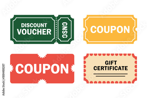 Colorful Discount Voucher and Coupon Icons for Shopping and Savings