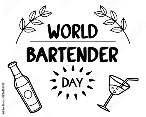 World Bartender Day Vector, Cocktail Party and Professional Bartending Awareness Design