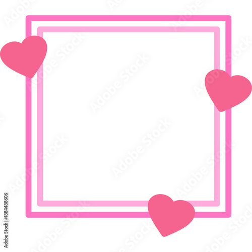 Pink square frame with heart accents
