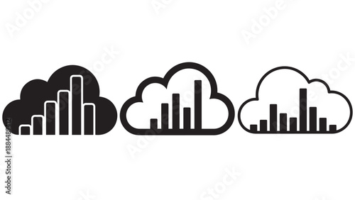 Cloud Icon Containing A Bar Chart Representing Cloud Finance, Data Analytics And Remote Financial Dashboards