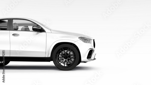 Tableau sur toile White luxury SUV with sleek design and modern features on plain background