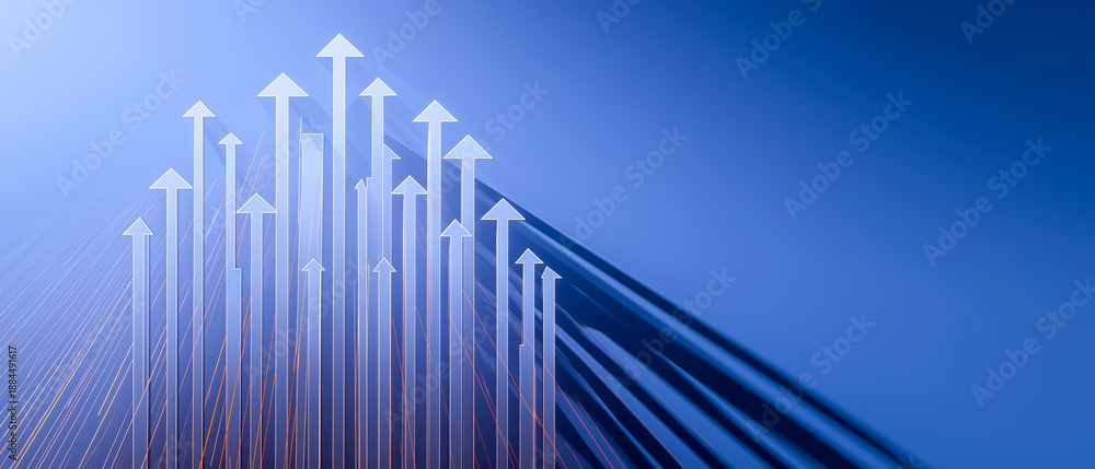 Obraz premium 未来へ伸びる矢印と光 成長戦略のコンセプト