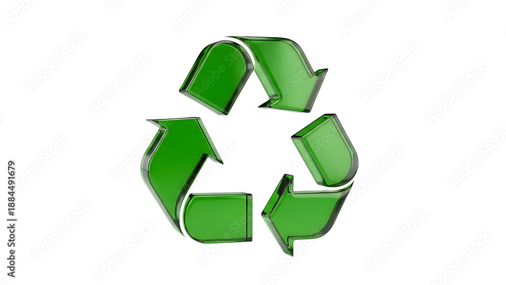 Fototapeta premium 3D green recycle symbol, symbolizing environmentalism and sustainability