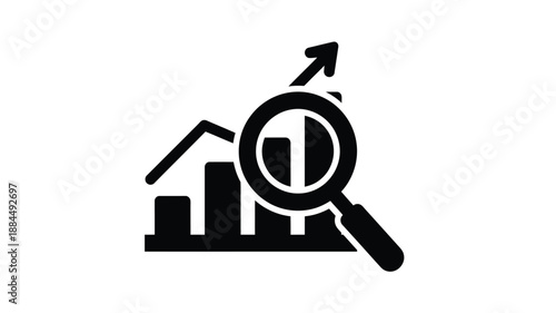 graphical representation of growth with magnifying glass a striking silhouette