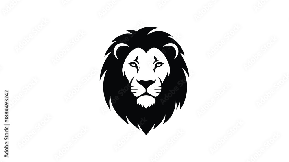 Obraz premium a striking black and white lion head illustration powerful and regal silhouette