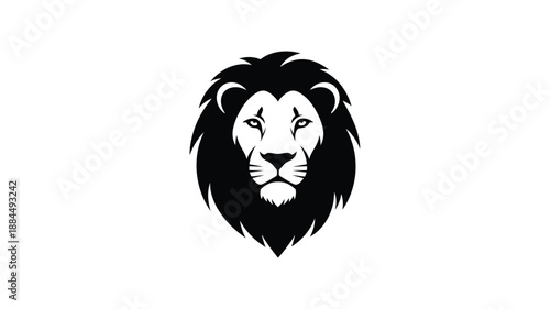 a striking black and white lion head illustration powerful and regal silhouette
