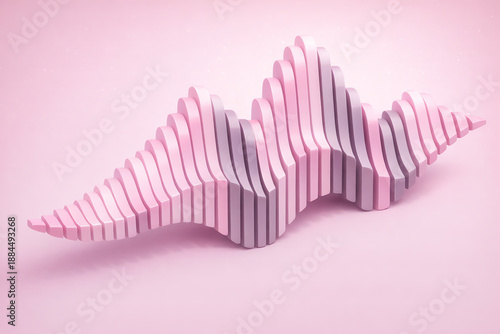 pink 3d layered waves. Generative AI.	
