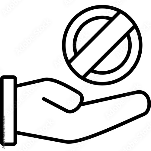 Hand holding prohibition symbol