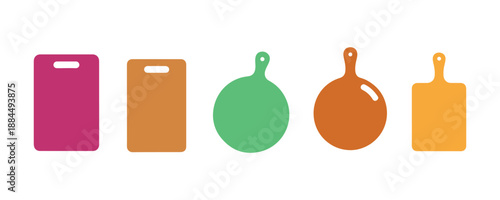Kitchen Cutting Boards Collection. Boards with Handles, in Different Shapes. Wooden Chopping Board Silhouettes, Kitchen Tools. Cutting Board Equipment, Illustration of Wooden Cooking Boards.