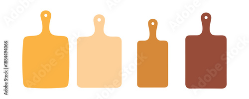 Vector Set of Kitchen Cutting Boards. Cutting Boards Featuring Handles, Various Shapes. Silhouettes of Wooden Chopping Boards, Kitchen Utensils. Tools for Cutting Boards