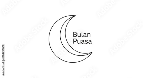 Crescent Moon Symbol with Text.