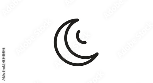 Simple Black Crescent Moon Symbol Design.