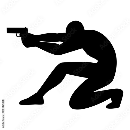Sniper silhouette icon. Vector image