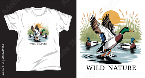 Duck graphic vector T shirt design print.