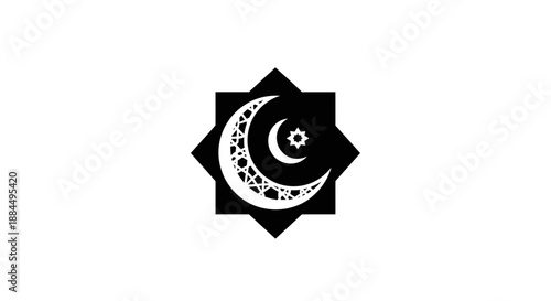 Islamic Symbol with Crescent Moon Star.